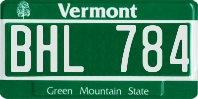 VT license plate BHL784