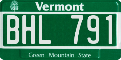 VT license plate BHL791