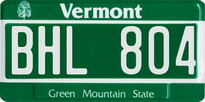 VT license plate BHL804