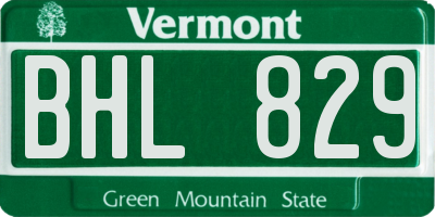 VT license plate BHL829
