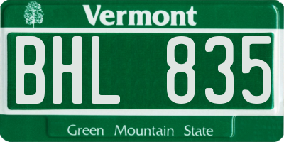 VT license plate BHL835