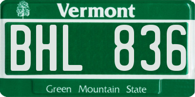 VT license plate BHL836