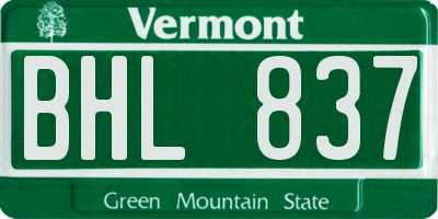 VT license plate BHL837