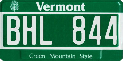 VT license plate BHL844