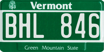 VT license plate BHL846