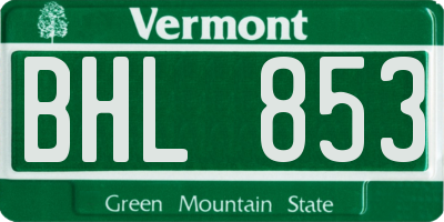 VT license plate BHL853