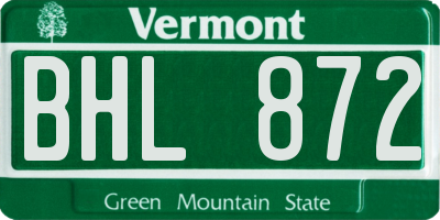 VT license plate BHL872