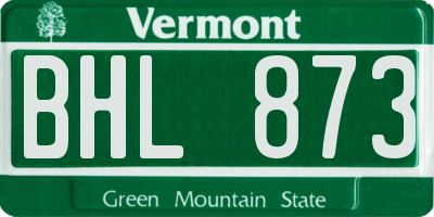 VT license plate BHL873