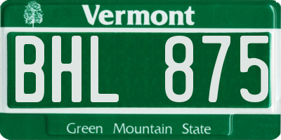VT license plate BHL875