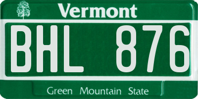 VT license plate BHL876