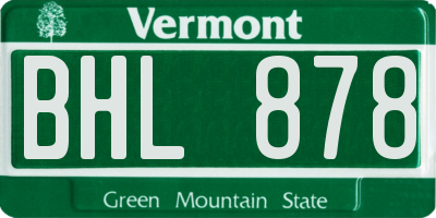 VT license plate BHL878