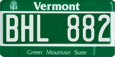 VT license plate BHL882