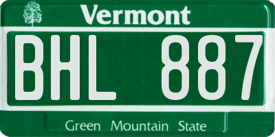 VT license plate BHL887