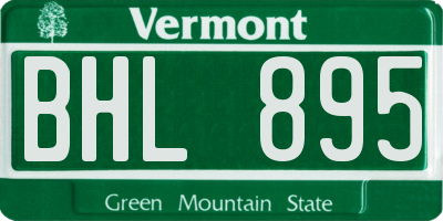 VT license plate BHL895