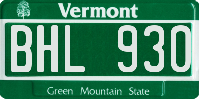 VT license plate BHL930