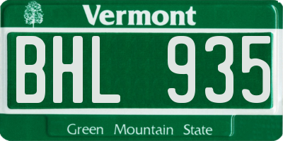 VT license plate BHL935