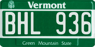 VT license plate BHL936