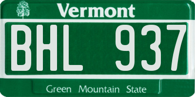 VT license plate BHL937