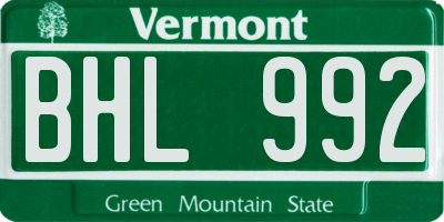 VT license plate BHL992