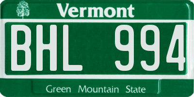 VT license plate BHL994