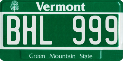 VT license plate BHL999