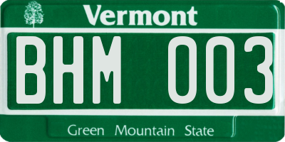 VT license plate BHM003