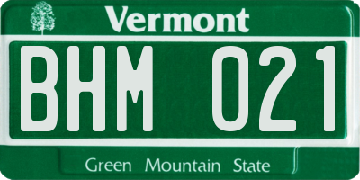 VT license plate BHM021