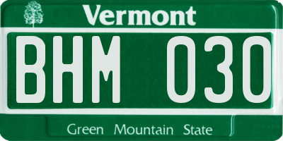 VT license plate BHM030