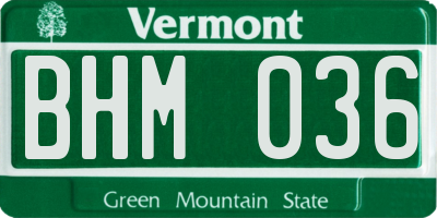 VT license plate BHM036