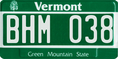 VT license plate BHM038