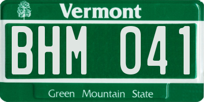 VT license plate BHM041