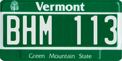 VT license plate BHM113