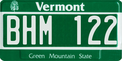 VT license plate BHM122