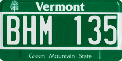 VT license plate BHM135