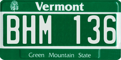 VT license plate BHM136