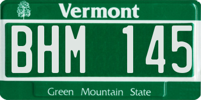 VT license plate BHM145