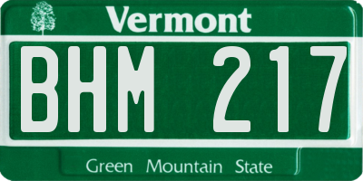 VT license plate BHM217