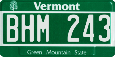 VT license plate BHM243