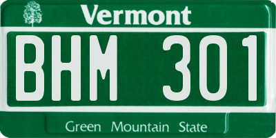 VT license plate BHM301