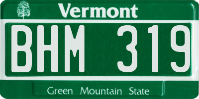 VT license plate BHM319