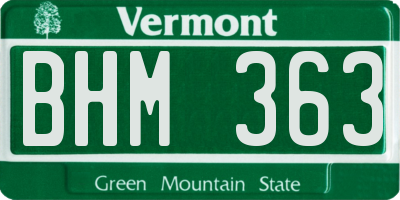VT license plate BHM363