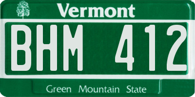 VT license plate BHM412