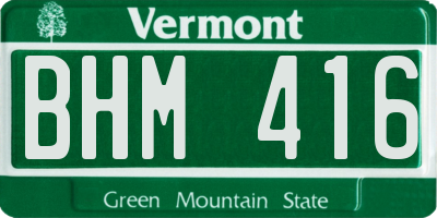 VT license plate BHM416