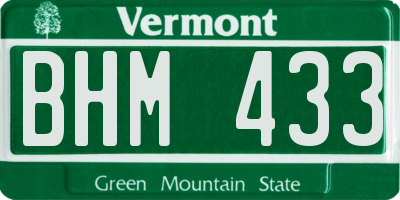 VT license plate BHM433