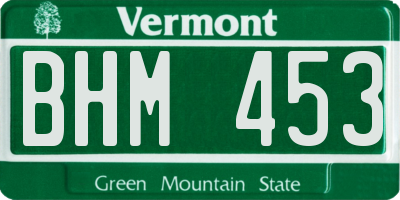 VT license plate BHM453