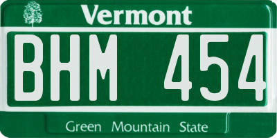 VT license plate BHM454