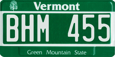 VT license plate BHM455