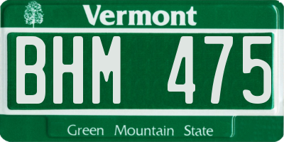 VT license plate BHM475