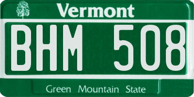 VT license plate BHM508