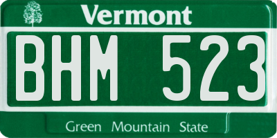 VT license plate BHM523